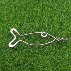 Antique‎ Fish Silver Tone  Whimsical Pendant P308